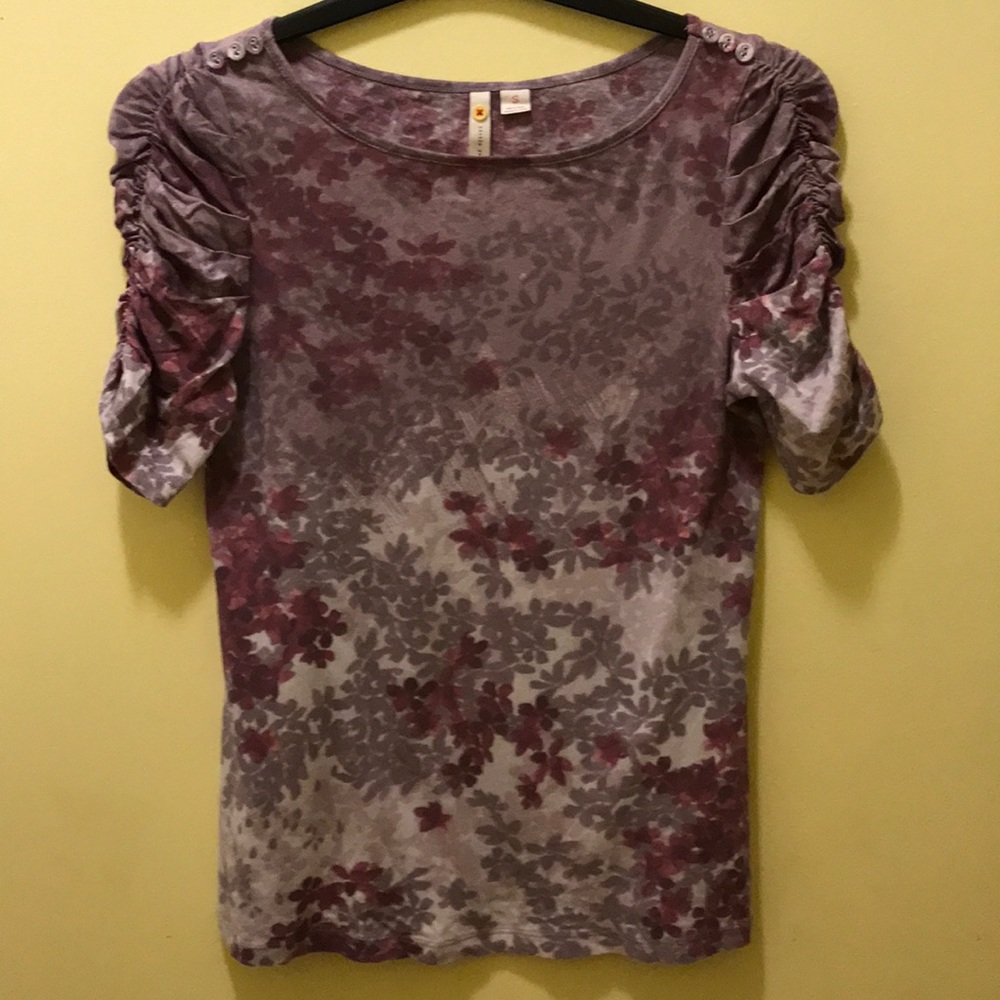 Anthropologie Little Yellow Button Floral Top Sz.S